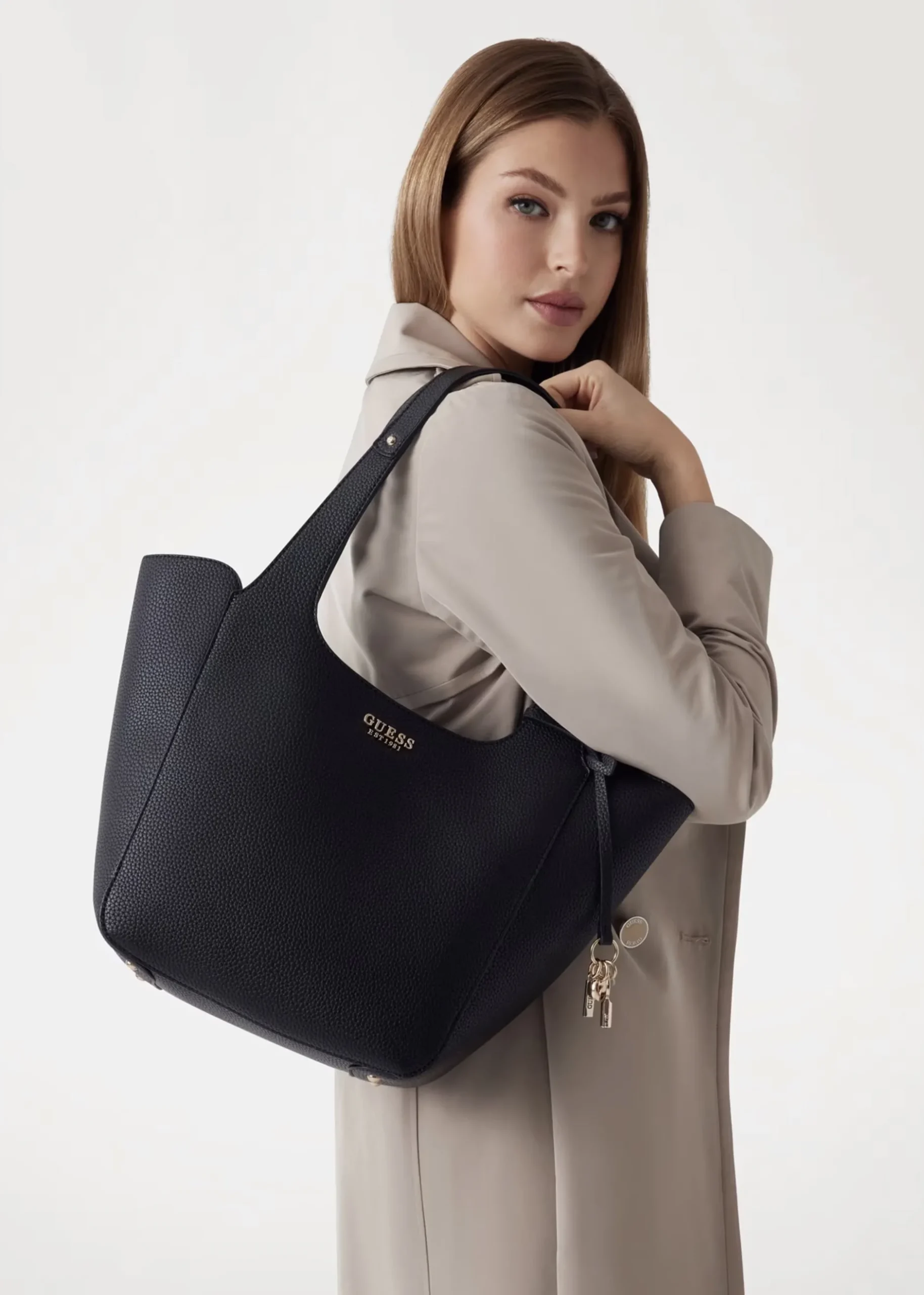 Discount GUESS Helina Black Tote Bag