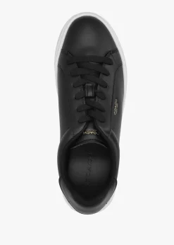 Sale COACH High Line Black Optic White Leather Trainers