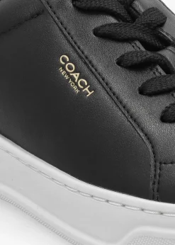 Sale COACH High Line Black Optic White Leather Trainers