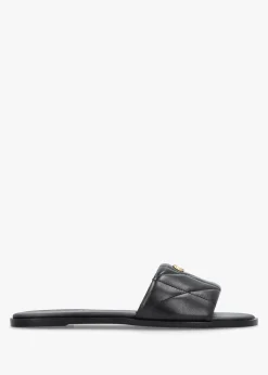 New COACH Holly Quilted Black Leather Flat Mules