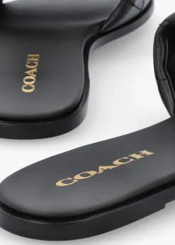 New COACH Holly Quilted Black Leather Flat Mules