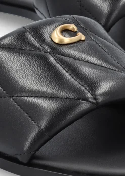 New COACH Holly Quilted Black Leather Flat Mules