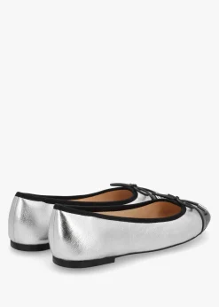 Fashion DANIEL Iball Silver Leather Patent Toe Cap Ballet Pumps