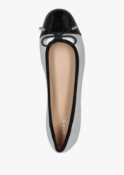 Fashion DANIEL Iball Silver Leather Patent Toe Cap Ballet Pumps