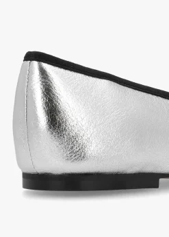 Fashion DANIEL Iball Silver Leather Patent Toe Cap Ballet Pumps