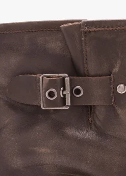 Online DANIEL Ibike Brown Distressed Leather Chunky Biker Boots