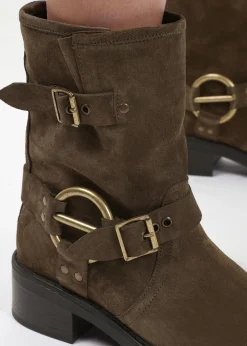 Online DANIEL Ibike Khaki Suede Chunky Biker Boots