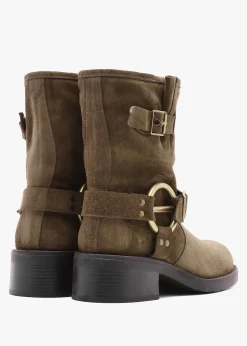 Online DANIEL Ibike Khaki Suede Chunky Biker Boots