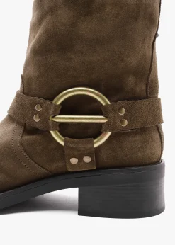 Online DANIEL Ibike Khaki Suede Chunky Biker Boots