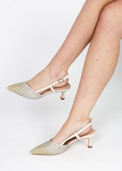 Discount DANIEL Icamila Cream Diamante Mid Heel Sling Backs