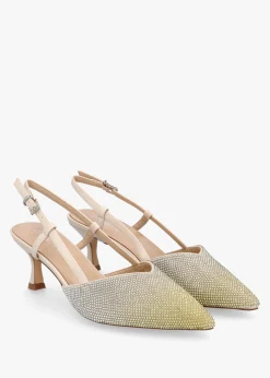 Discount DANIEL Icamila Cream Diamante Mid Heel Sling Backs