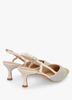 Discount DANIEL Icamila Cream Diamante Mid Heel Sling Backs