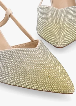 Discount DANIEL Icamila Cream Diamante Mid Heel Sling Backs