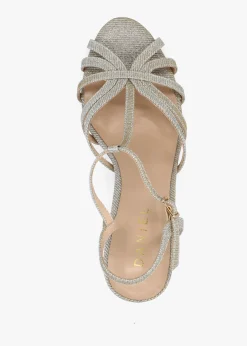 New DANIEL Iceline Gold Metallic T Bar Block Heel Sandals