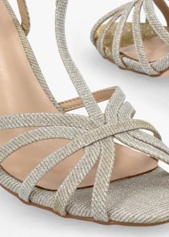 New DANIEL Iceline Gold Metallic T Bar Block Heel Sandals