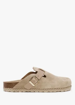 New DANIEL Iclog Rope Beige Suede Clogs
