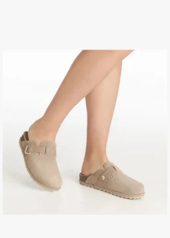 New DANIEL Iclog Rope Beige Suede Clogs