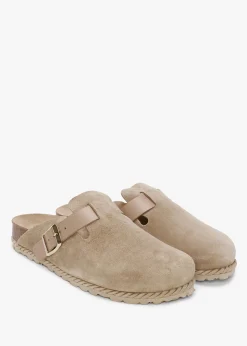 New DANIEL Iclog Rope Beige Suede Clogs