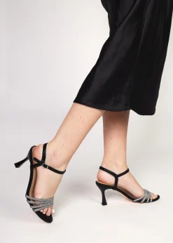 Sale DANIEL Icris Black Strappy Mid Heel Sandals