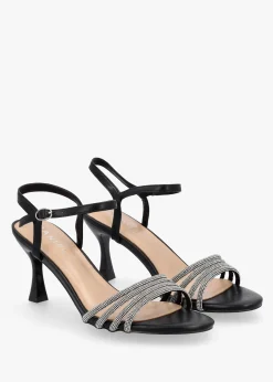 Sale DANIEL Icris Black Strappy Mid Heel Sandals