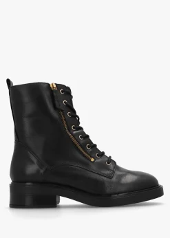 Hot DANIEL Ilacie Black Leather Lace Up Boots