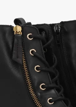 Hot DANIEL Ilacie Black Leather Lace Up Boots