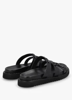 Discount DANIEL Ilene Black Leather Three Bar Chunky Mules