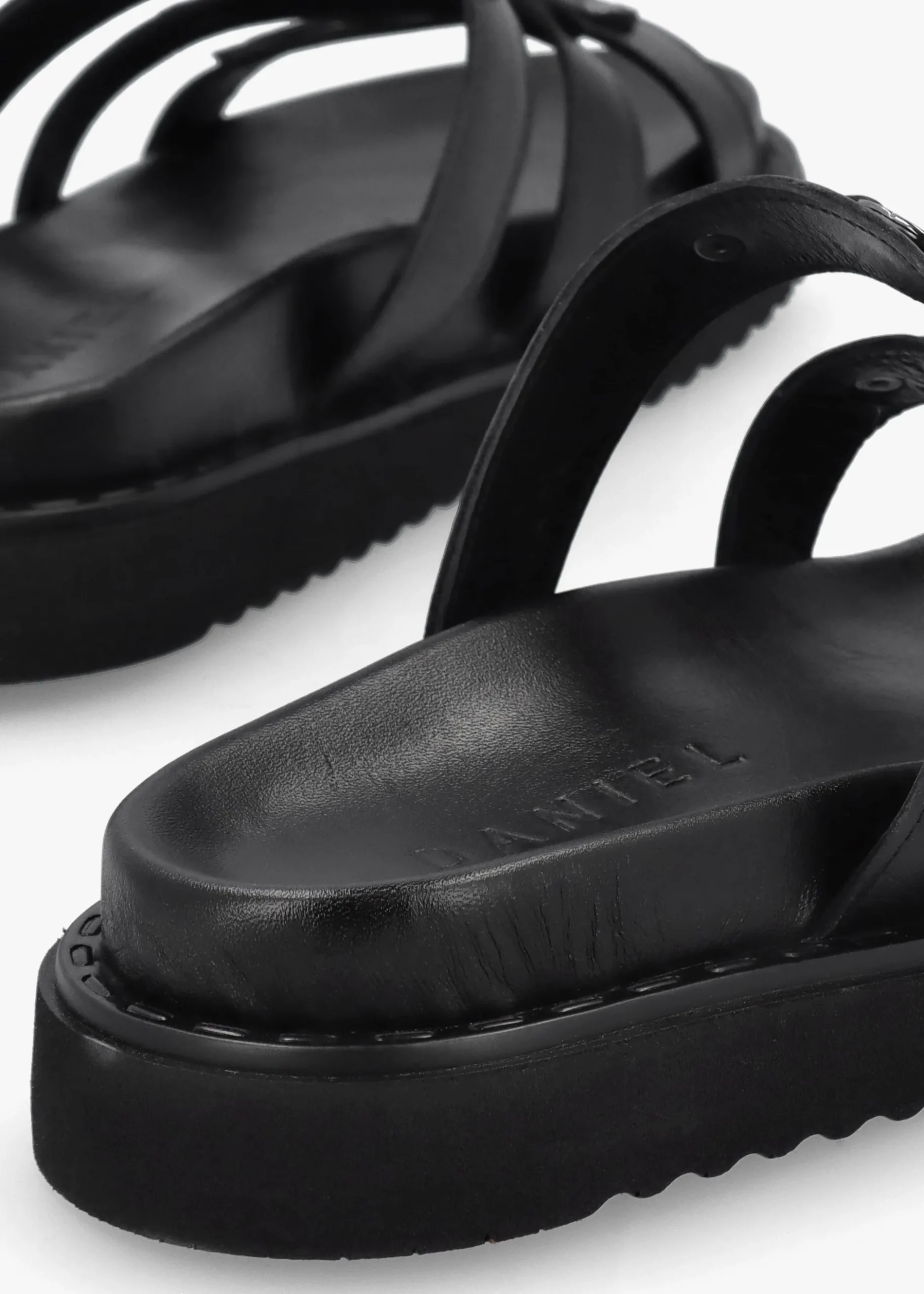 Discount DANIEL Ilene Black Leather Three Bar Chunky Mules