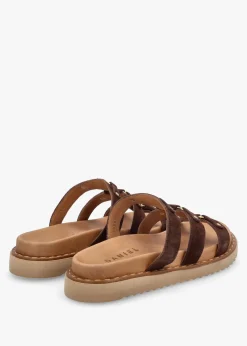 Discount DANIEL Ilene Brown Suede Three Bar Chunky Mules