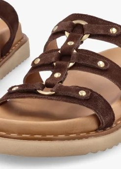 Discount DANIEL Ilene Brown Suede Three Bar Chunky Mules