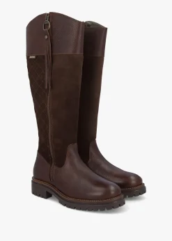 Discount BARBOUR Ingrid Dark Brown Leather Knee High Boots