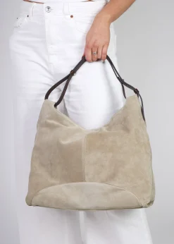 Clearance DANIEL Inhobo Beige Suede Slouchy Hobo Bag