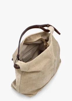 Clearance DANIEL Inhobo Beige Suede Slouchy Hobo Bag
