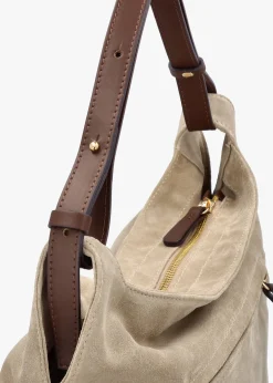 Clearance DANIEL Inhobo Beige Suede Slouchy Hobo Bag