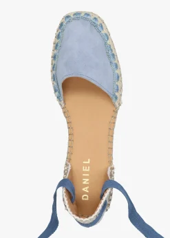 Fashion DANIEL Istitch Blue Suede Tie Fastening Flat Espadrilles