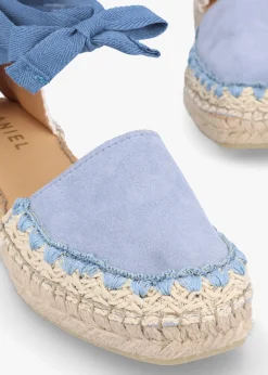 Fashion DANIEL Istitch Blue Suede Tie Fastening Flat Espadrilles