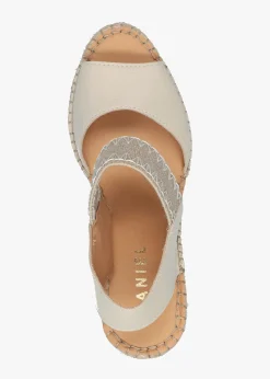 Hot DANIEL Istitch Cream Leather Wedge Espadrilles