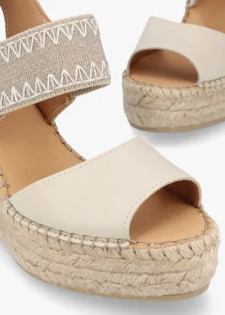 Hot DANIEL Istitch Cream Leather Wedge Espadrilles