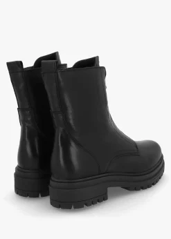 Best DANIEL Izippe Black Leather Front Zip Ankle Boots