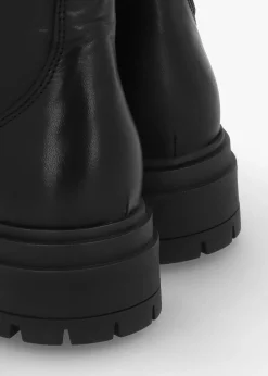 Best DANIEL Izippe Black Leather Front Zip Ankle Boots