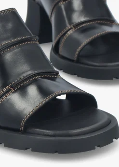 Best MIISTA Jadzia Black Leather Block Heel Mules