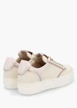 Sale MAIMAI Jaggy Cream Leather Flatform Trainers