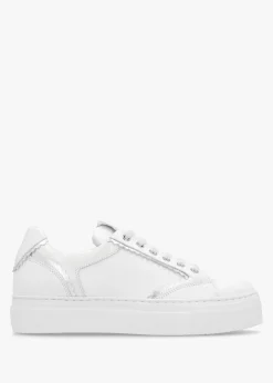 Fashion MAIMAI Jaggy White Leather Flatform Trainers