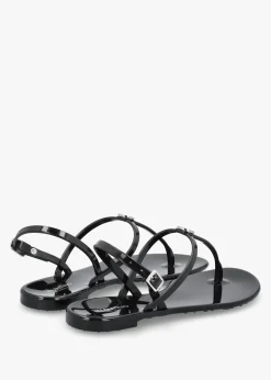 Outlet VALENTINO BAGS Jally Black Toe Post Logo Sandals