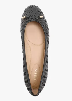 Clearance LAUREN RALPH LAUREN Jayna Black Leather Woven Ballet Pumps