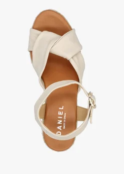 Outlet DANIEL Jelly Cream Leather Cross Strap Jute Block Heel Sandals