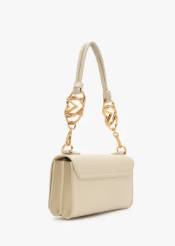 Discount LOVE MOSCHINO Jewel Flapover Avorio Shoulder Bag