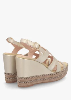 Fashion DANIEL Josie Gold Leather Espadrille Wedge Sandals