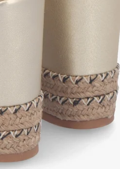 Fashion DANIEL Josie Gold Leather Espadrille Wedge Sandals