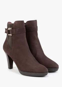 Clearance DANIEL Joyfully Brown Suede Heeled Ankle Boots